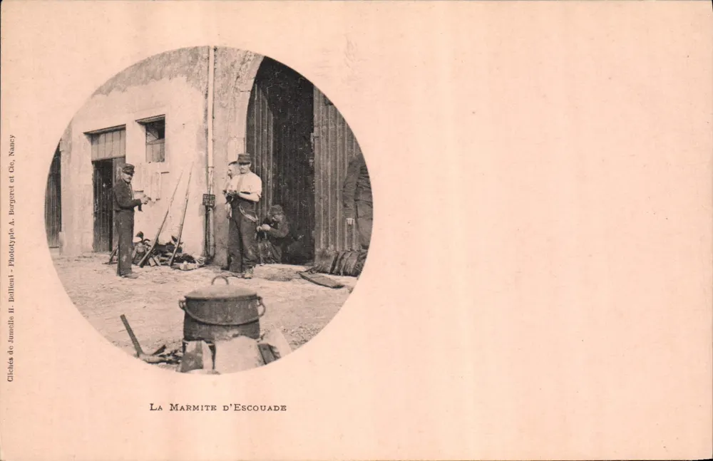 A Panela de Escouade — cena de vida — clichés de Jumalès, fototipia A. Bergerel, Nancy - Frente