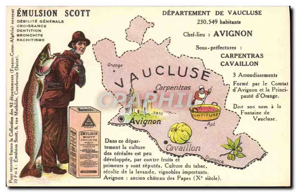 Département de Vaucluse — carte géographique et agricole — Émulsion Scott - Recto