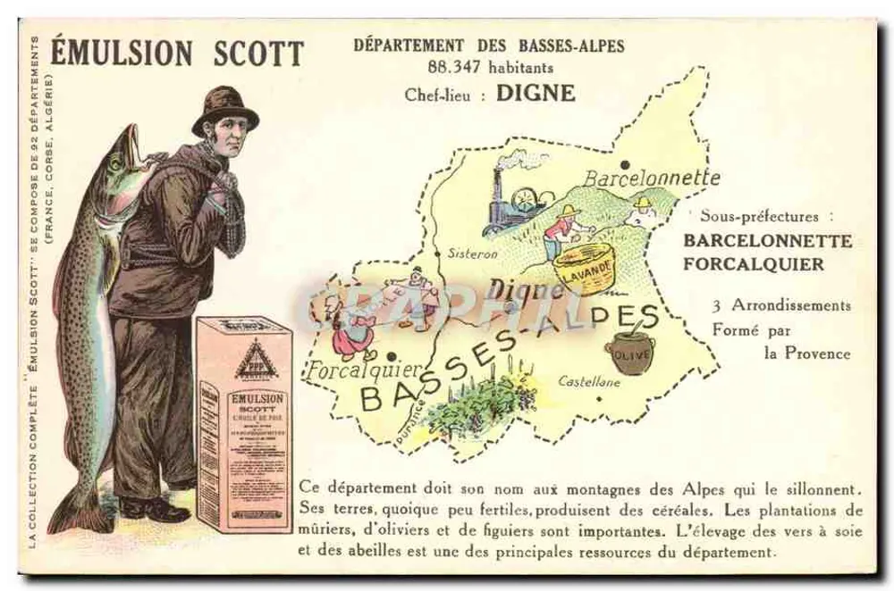 Departement der Niederen Alpen — Scott Emulsion — Werbeansichtskarte - Vorderseite