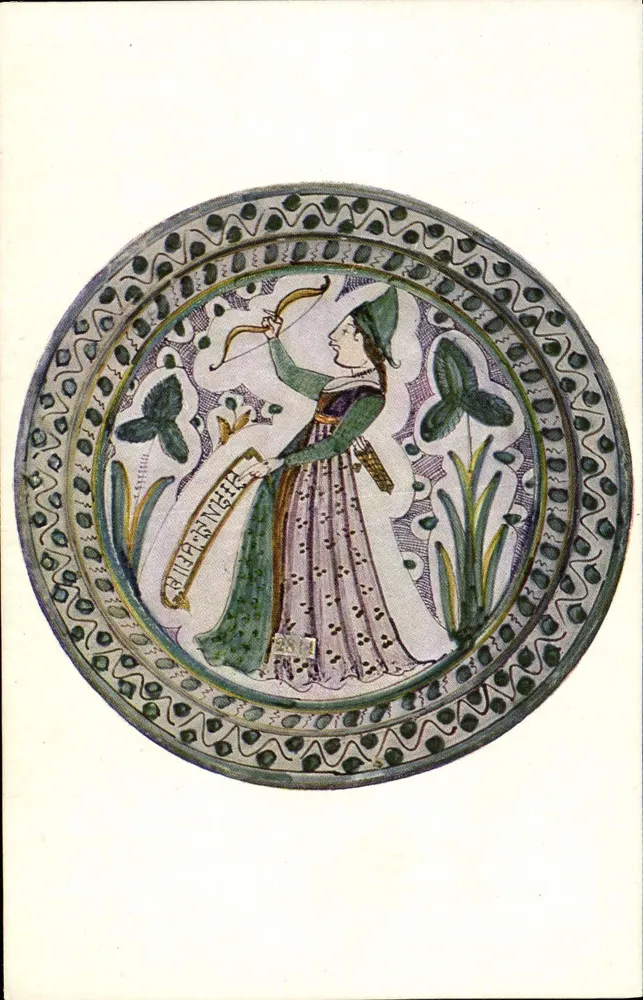 Faience-Platte aus Faenza, Italien, 15. Jahrhundert — Musée de Dijon, n° 5496 - Vorderseite