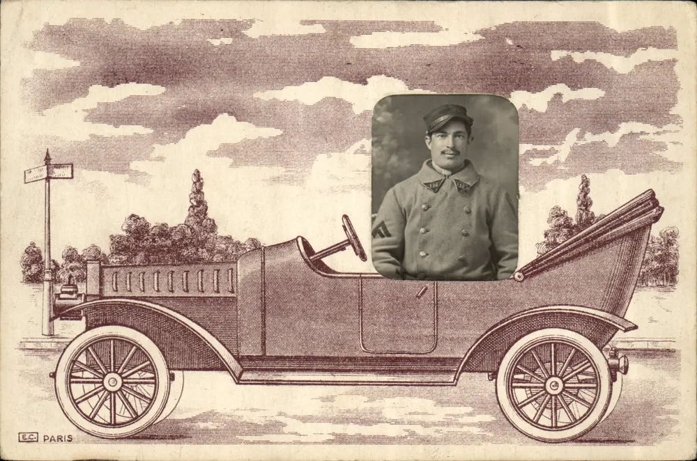 Soldat in einem Auto — Verlag E.C. PARIS — Seriennummer nicht sichtbar - Vorderseite