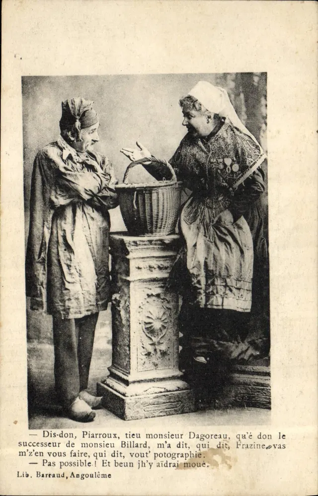 Scena uliczna z dwoma postaciami — Lib. Barraud, Angoulême - Awers
