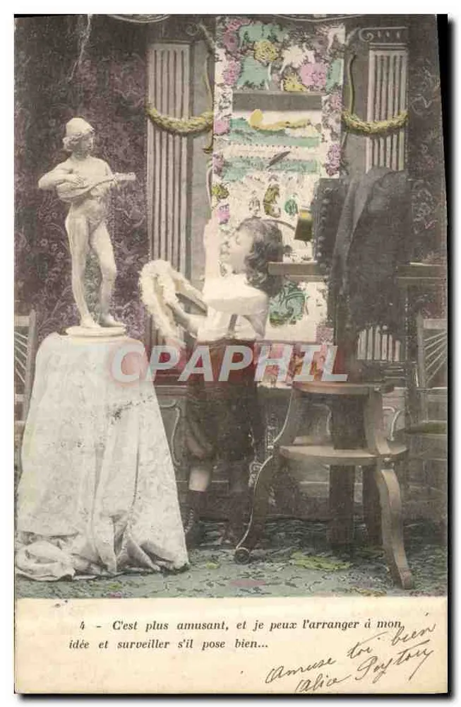 Mulher diante de estatua nua — Editor Poytony, n°4 - Frente