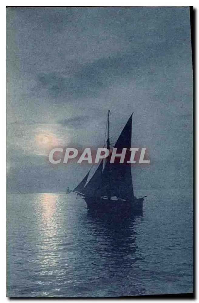 Embarcação a vela — nascer do sol — Brunner & C., Como, série N. 40 - Frente