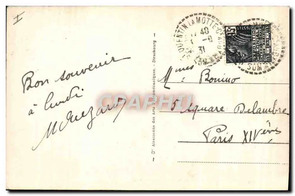 Dieppe — Ein Windstoß von fern — Verleger Alscouanne des Arts Automécaniques, Nr. 170 - Rückseite