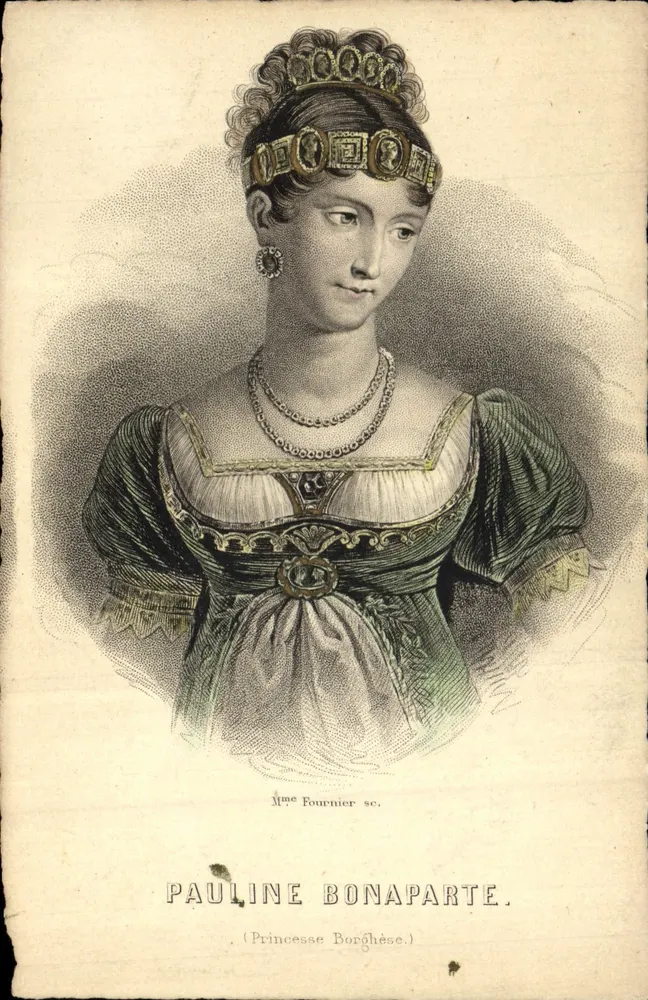 Pauline Bonaparte — Prinzessin Borghèse — Kupferstich von Mme Fournier - Vorderseite
