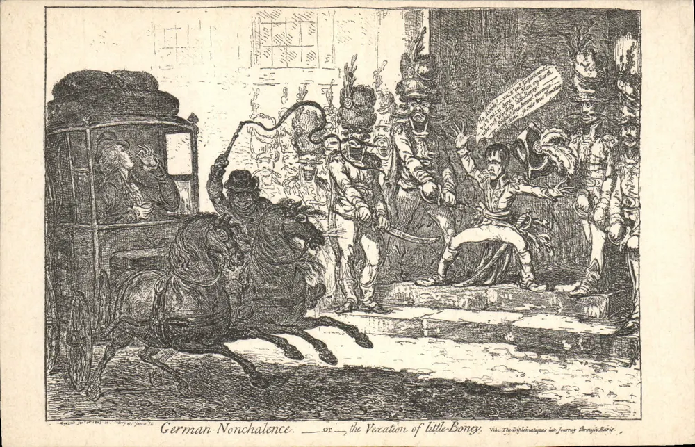 German Nonchalance — or — the Vacation of little Boney. — The Diplomats' Journey Through Egypt. (Éditeur : J. G. & Co.) - Frente