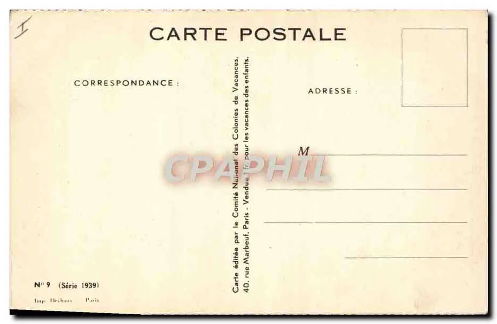 Flores dos campos — Ilustração de jovens meninas em um campo de papoulas — Louis Rebon, N° 9 (Série 1939) - Verso