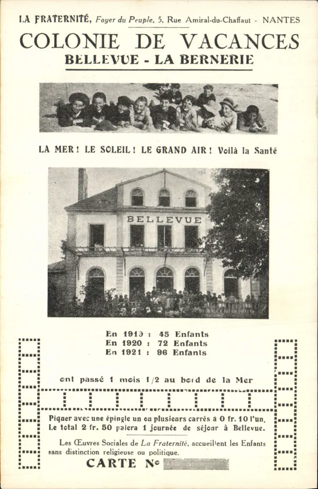 Sommercamp Bellevue — La Bernerie — La Fraternité, Volksheim, Nantes - Vorderseite