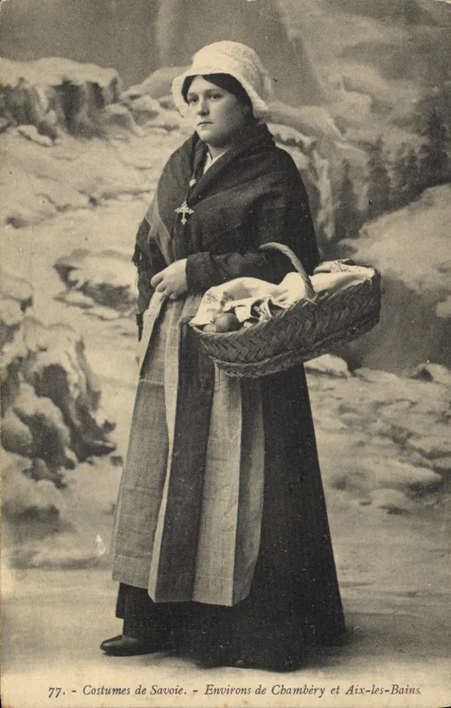 Kleidung der Savoie — Umgebung von Chambéry und Aix-les-Bains — Verleger: LAVINIAO GATTEA CHAMBERY, Nr. 77 - Vorderseite