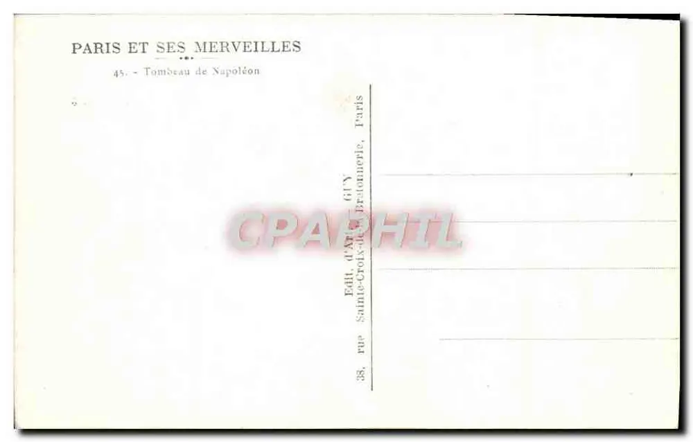 Grabmal Napoleons — Paris — Verlag: Guy, Paris - Rückseite