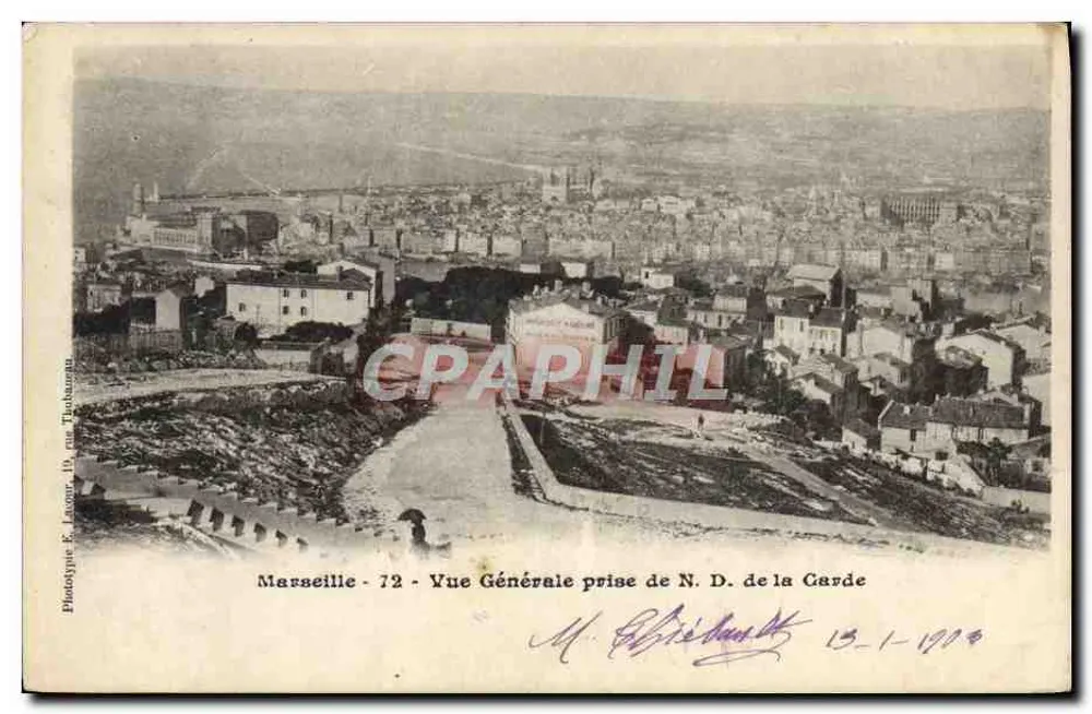 Marseille — Allgemeine Ansicht vom N. D. de la Garde — Phototypie E. Lavour, 19, rue Thaon de Béon - Vorderseite