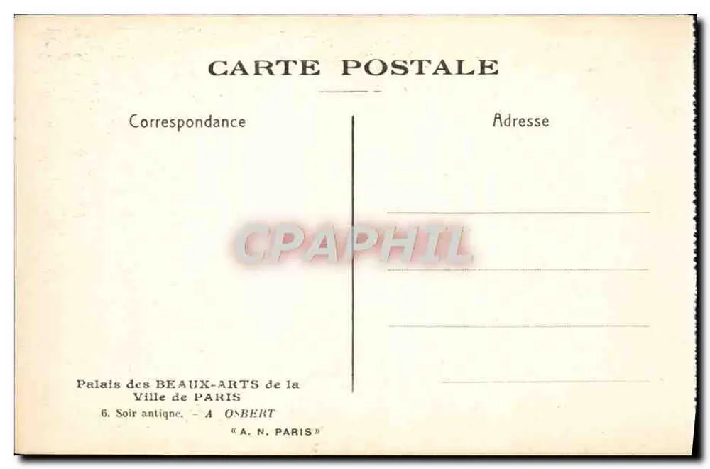 Antikes Abendbild — Palais des Beaux-Arts de la Ville de Paris — A. Onbert - Rückseite