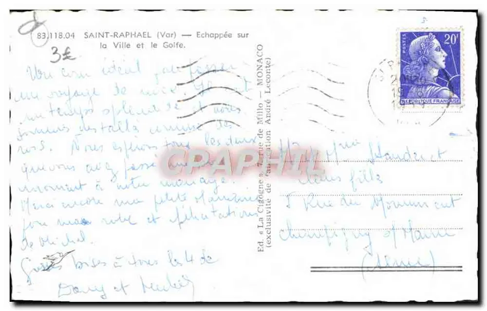 सेंट-राफाएल के दृश्य — ला सिगों — एंड्रे लेकानी के संस्करण - पीछे