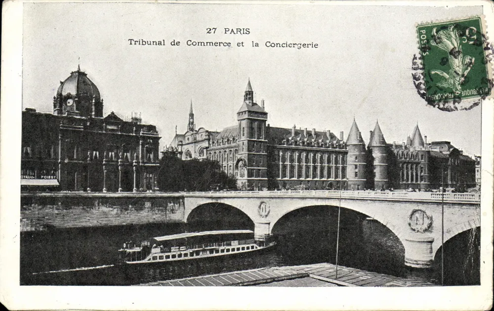 Paris — Tribunal de Comércio e a Conciergerie — Editor: Reino da França - Frente