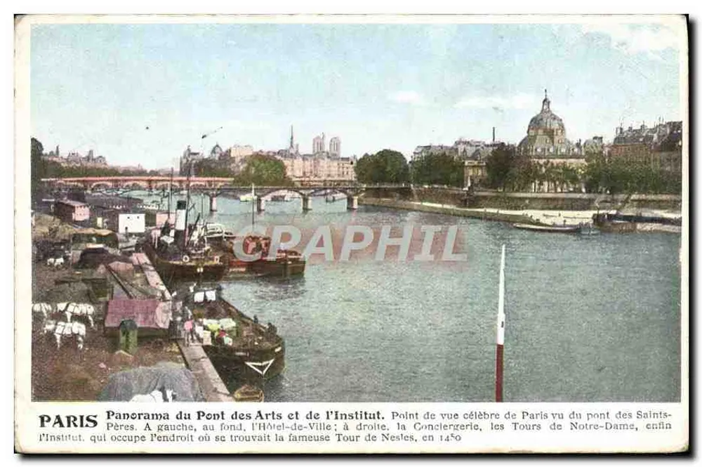 Paris — Panorama des Pont des Arts und des Instituts — Aussicht vom Pont des Saints-Pères — Verlag nicht sichtbar - Vorderseite