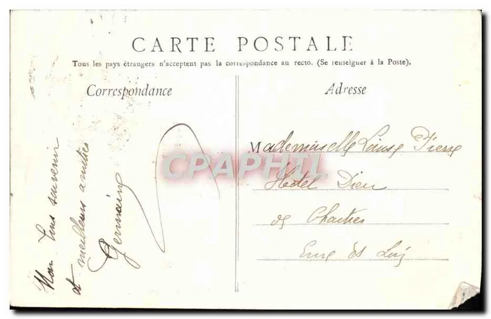 Paris — A Conciergerie — Edição E. L., Paris - Verso
