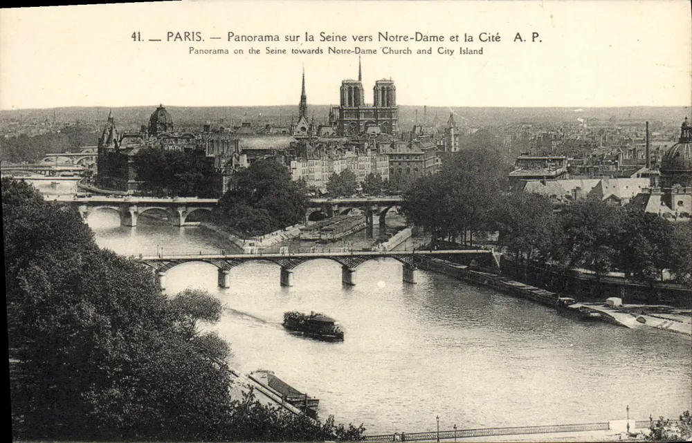 Paris — Panorama über die Seine in Richtung Notre-Dame und die Cité — A.P. n°41 - Vorderseite