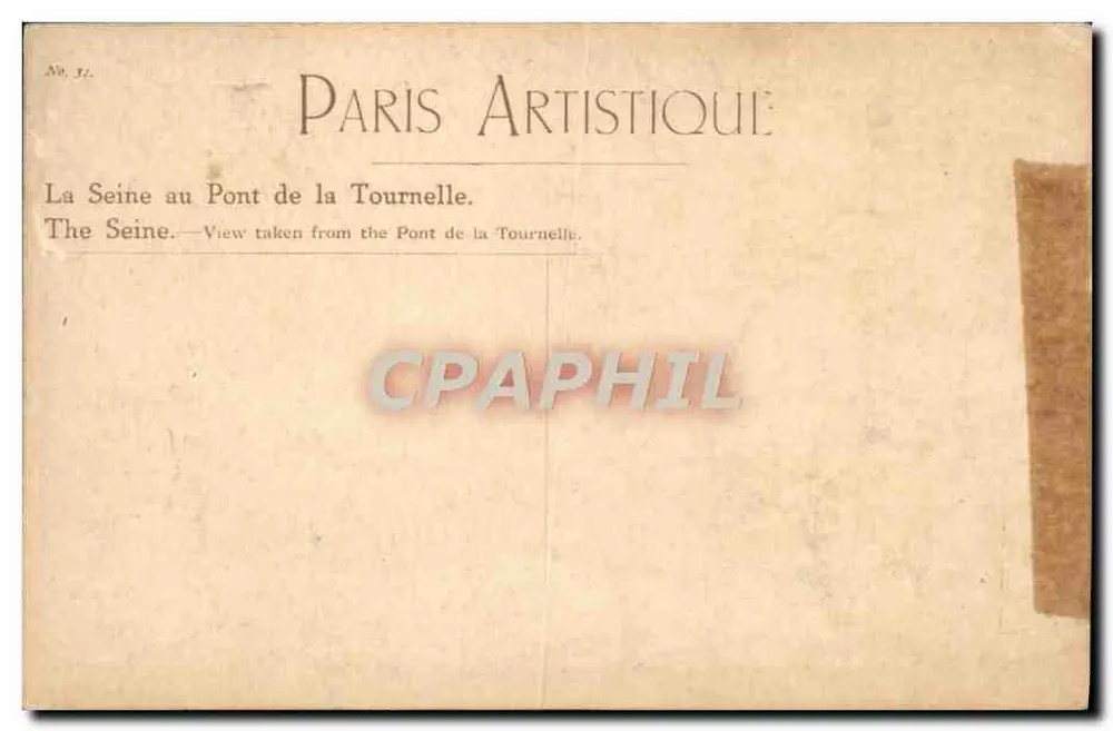 Die Seine am Pont de la Tournelle — Paris Artistique, Nr. 11 — J. Vong - Rückseite