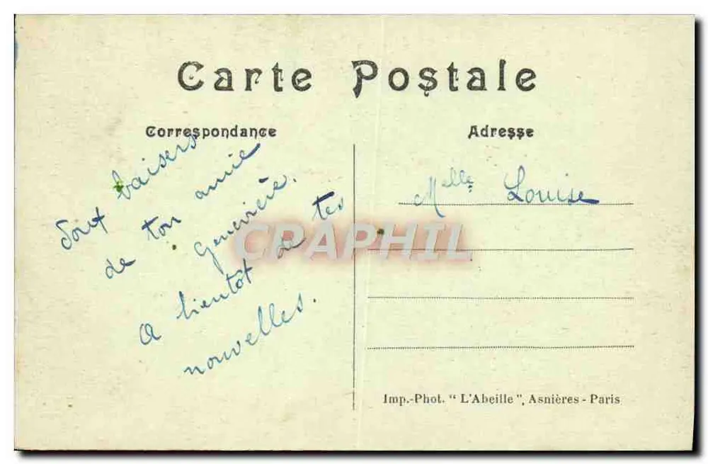 Paris — Jardim do Luxembourg — Imp. Fot. 'L'Abeille', Asnières - Verso