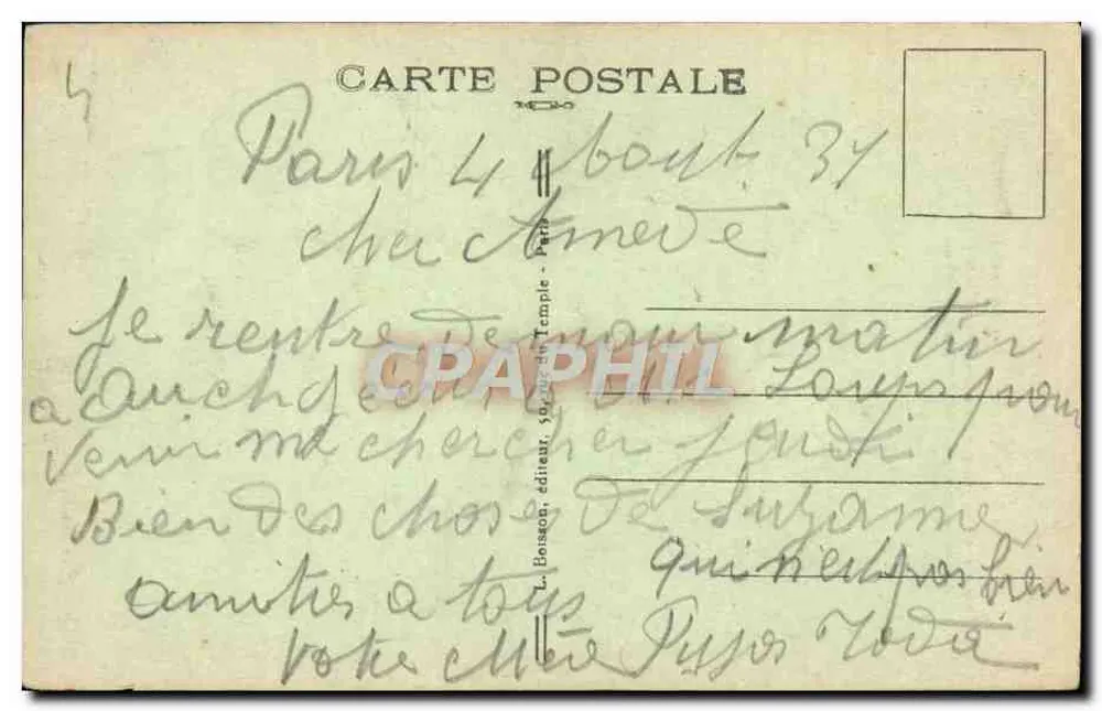 Paris — Porta Saint-Denis — editor J.H. n°305 - Verso