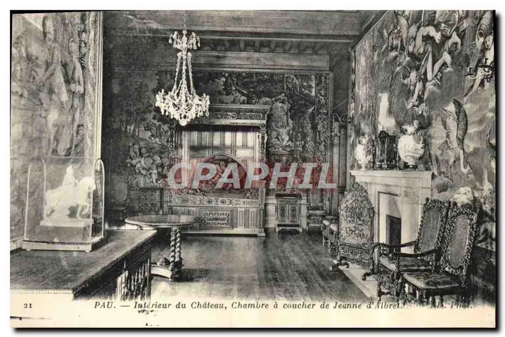 PAU — Innenraum des Schlosses, Schlafzimmer von Jeanne d'Albret — A.B. Phot. - Vorderseite