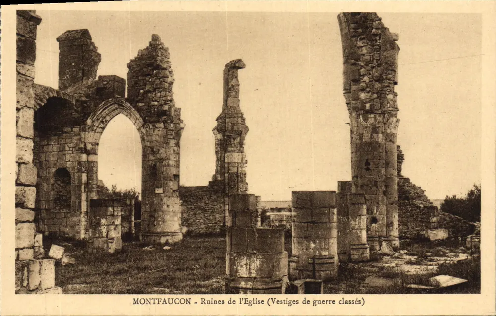 Montfaucun — Ruinen der Kirche (klassifizierte Kriegsruinen) - Vorderseite