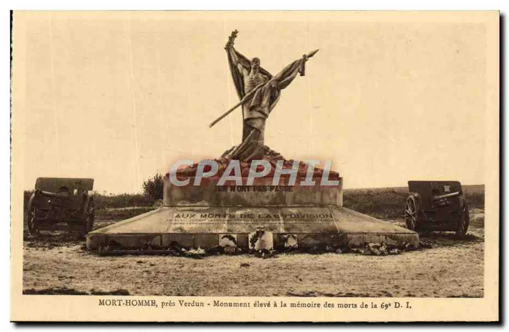 Mort-Homme, nahe Verdun — Denkmal für die Toten der 69. Infanteriedivision — Edition Verdun - Vorderseite