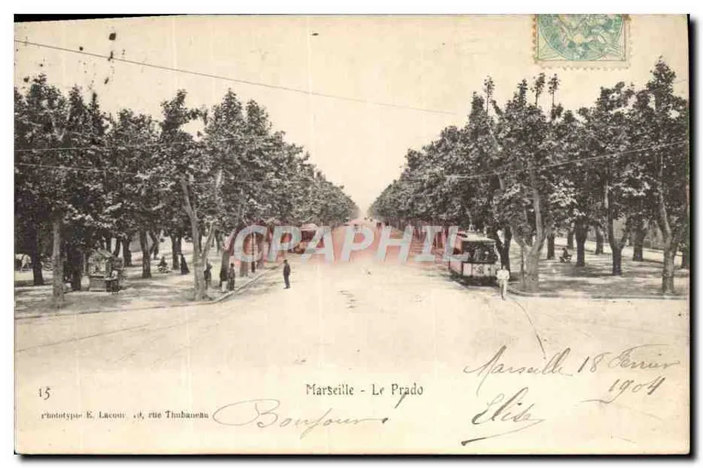 Marselha - Le Prado — rua Thubanèus — fototipo E. Lacour, 15 - Frente
