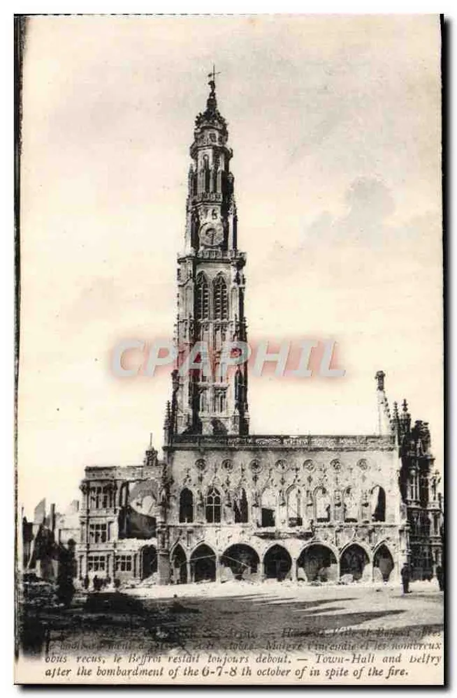 Glockenturm von Brügge — Rathaus nach dem Bombenangriff vom 6.-7.-8. Oktober — Verlag Lévy fils & Cie, Paris - Vorderseite