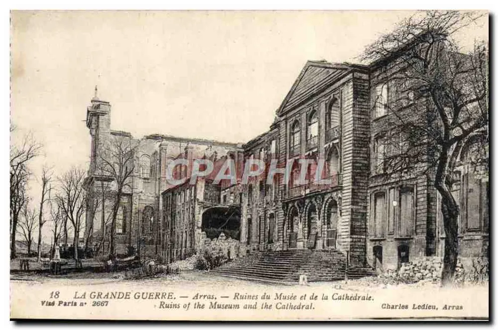 Arras — Ruinen des Museums und der Kathedrale — Charles Ledieu, Arras - Vorderseite