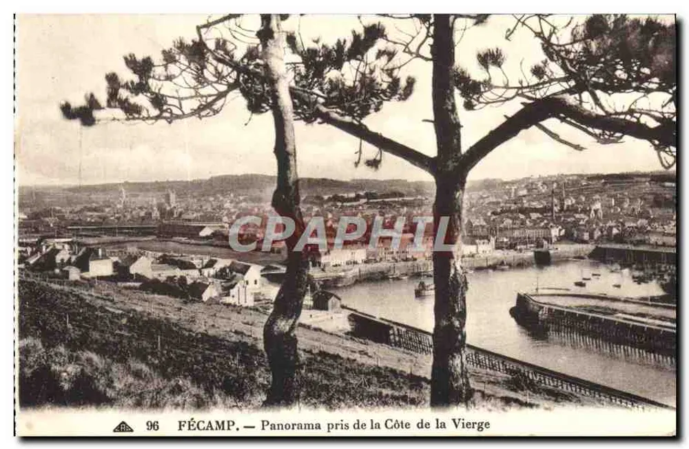 FÉCAMP — Panorama vom Ufer der Jungfrau — Antike Ansichtskarte Nr. 96 - Vorderseite