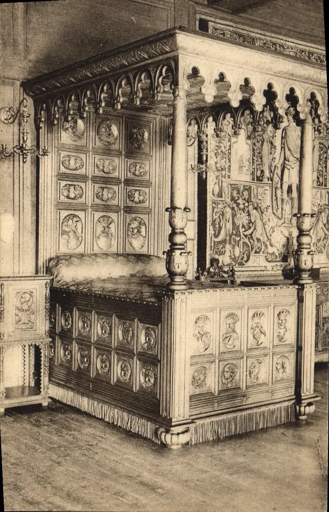 Das Bett von Henri IV — Schloss Henri IV — Phototypie Labouche frères, Pau - Vorderseite