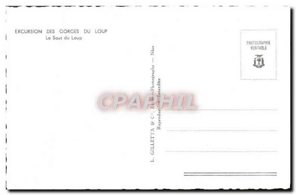 Gorges do Loup — Salto do Loup — L. Gilletta & Cie, Nice - Verso