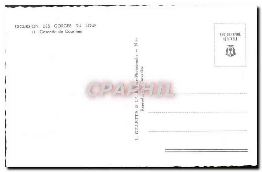 Cachoeira de Courmes — Gorges do Loup — L. Gilletta & Cie, Nice - Verso