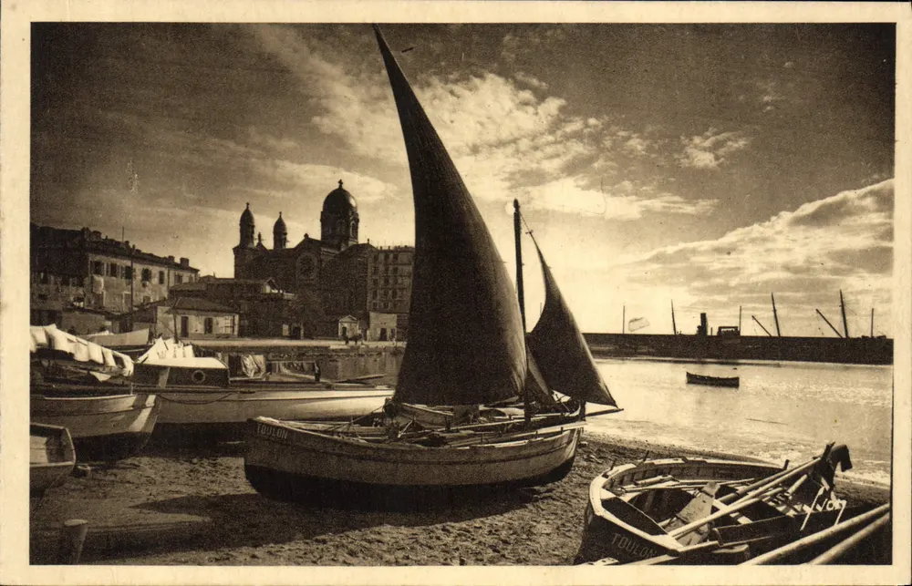 Toulon — Hafen mit Booten und Kirche — Éditions d'Art Yvon - Vorderseite