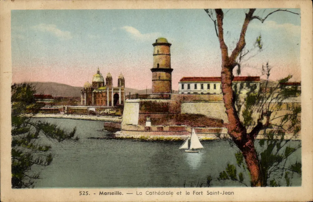 Marseille — Ansicht der Kathedrale und des Fort Saint-Jean — A. Tardy Photo-Edit, 55 Rue des Minimes - Vorderseite