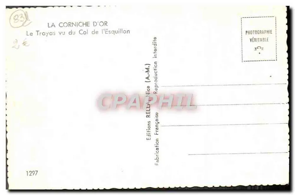 La Corniche d'Or — Le Trayas visto desde el Col de l'Esquillon — Ediciones Rella (A-M.) - Reverso