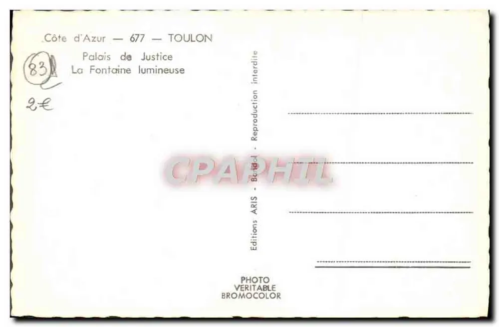 Palast der Justiz — Die Leuchtende Fontäne — Editions ARIS - Toulon - Rückseite