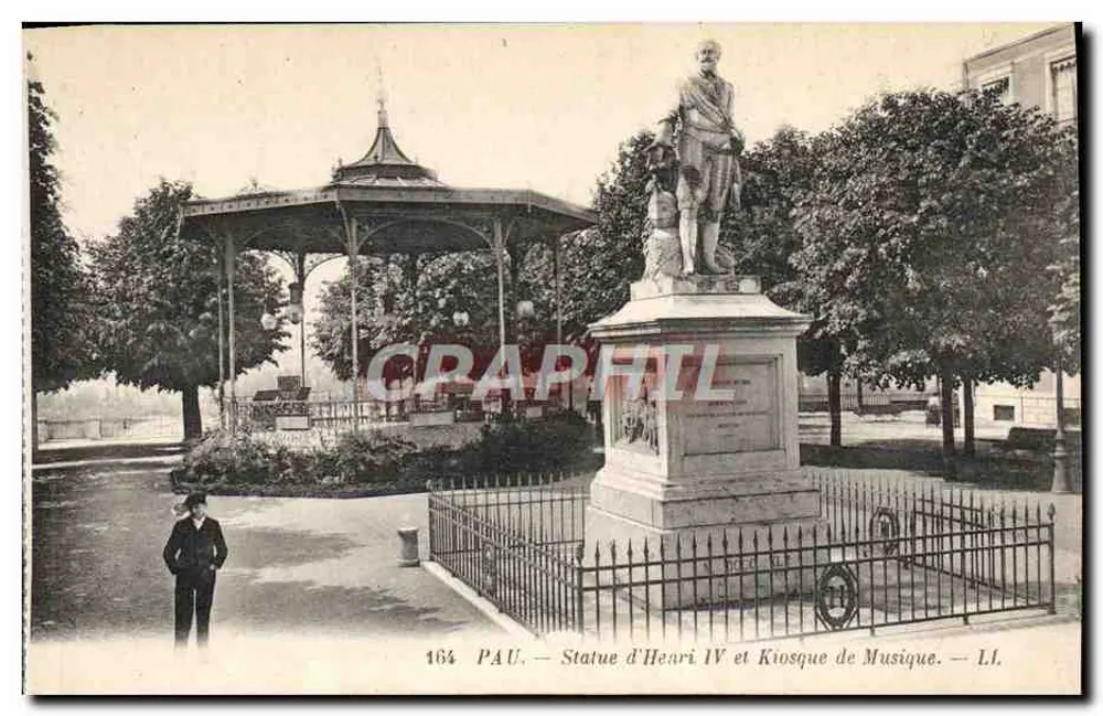 PAU — Statue von Henri IV und Musikkiosk — LL. — Nr. 164 - Vorderseite