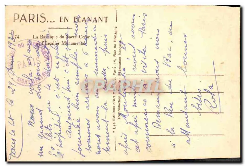 Basilika des Heiligen Herzens — Paris — Les Éditions d'Art Yvon, Paris - Rückseite