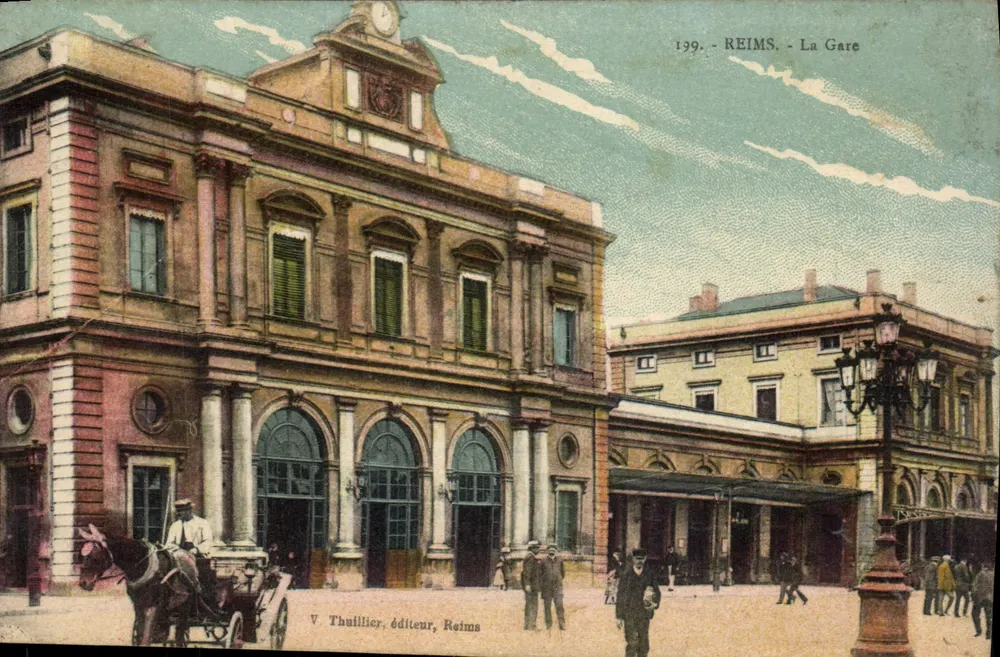 Reims - A Estação — V. Thulllier, editor, Reims, n° 199 - Frente