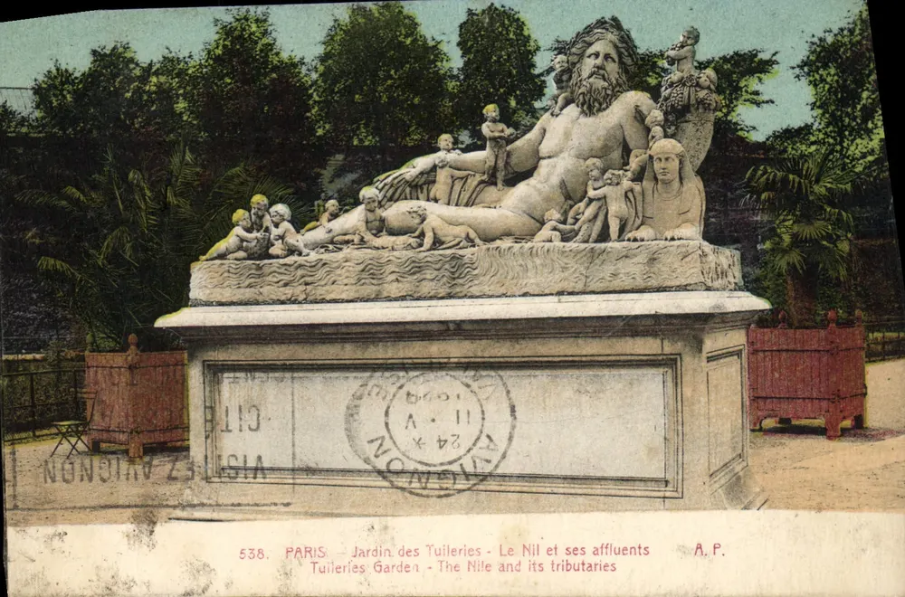 Paris - Jardin des Tuileries - Der Nil und seine Flüsse — Statue des Nil mit Kindern, Verlag A.P., n° 538 - Vorderseite