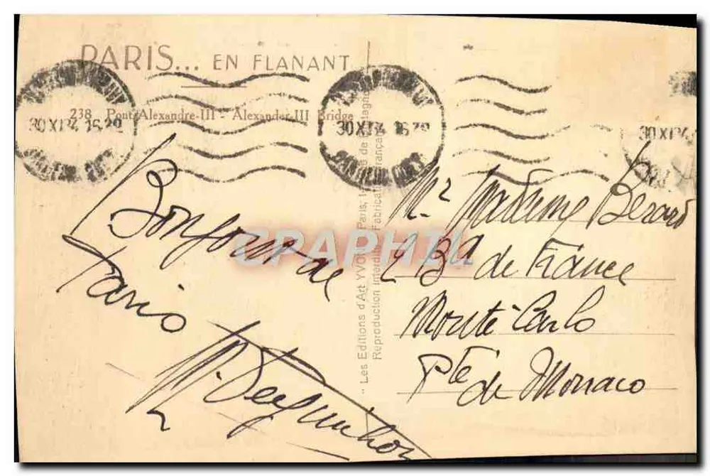 Ponte Alexandre-III — Paris — Les Éditions d'Art Yvon - Verso