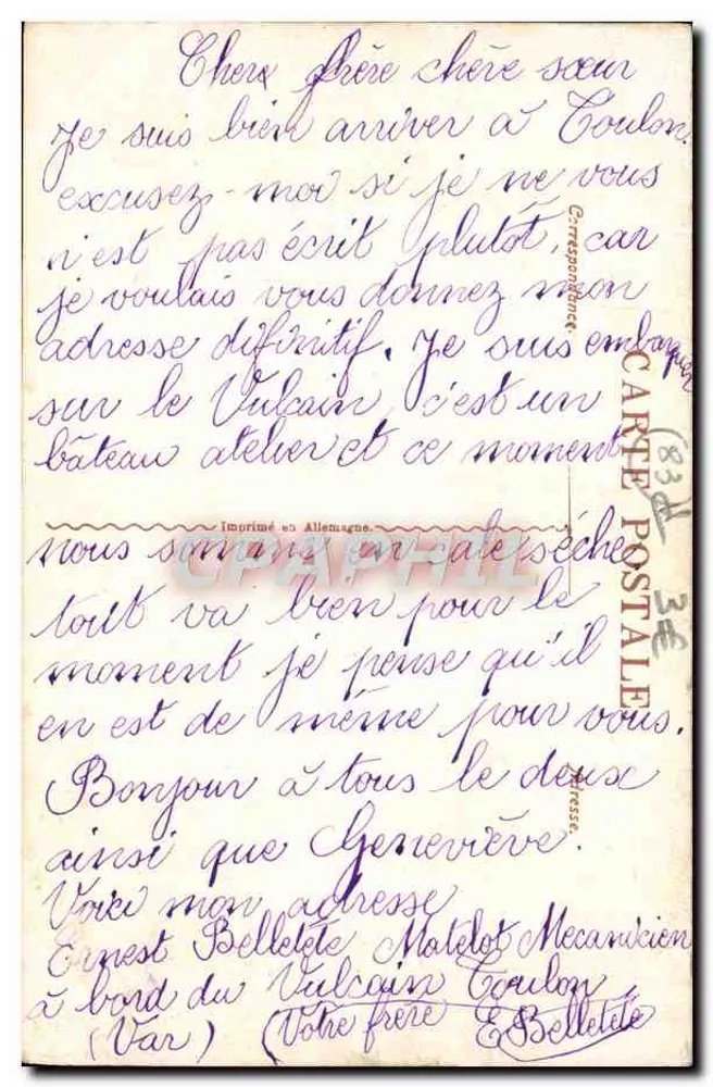 Toulon — Vista geral — Impresso na Alemanha - Verso