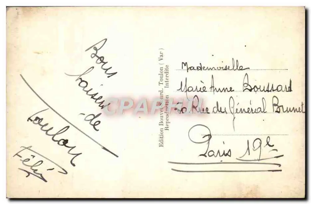 Umgebung von Toulon — La Descente à Méjean — Édition Bouyvetard, Toulon (Var) - Rückseite