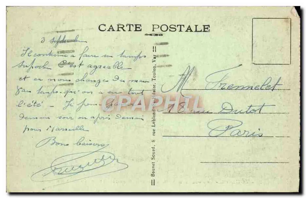 Toulon - Les rochers de Sainte-Marguerite — Verleger Bouvet & Cie, n°2 - Rückseite