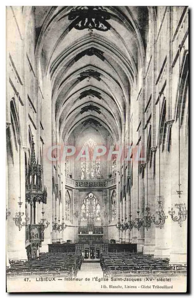 Lisieux — Interior da Igreja de São Jacó (século XV) — Cliché Tribouillard - Frente