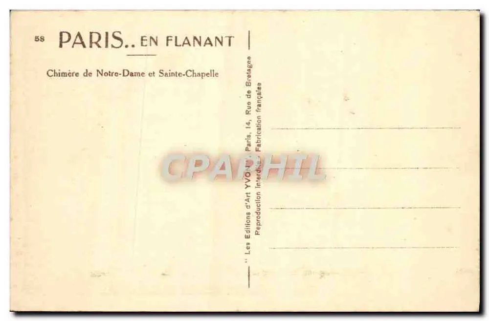 Chimäre von Notre-Dame und Sainte-Chapelle — Paris — Éditions Yvon - Rückseite