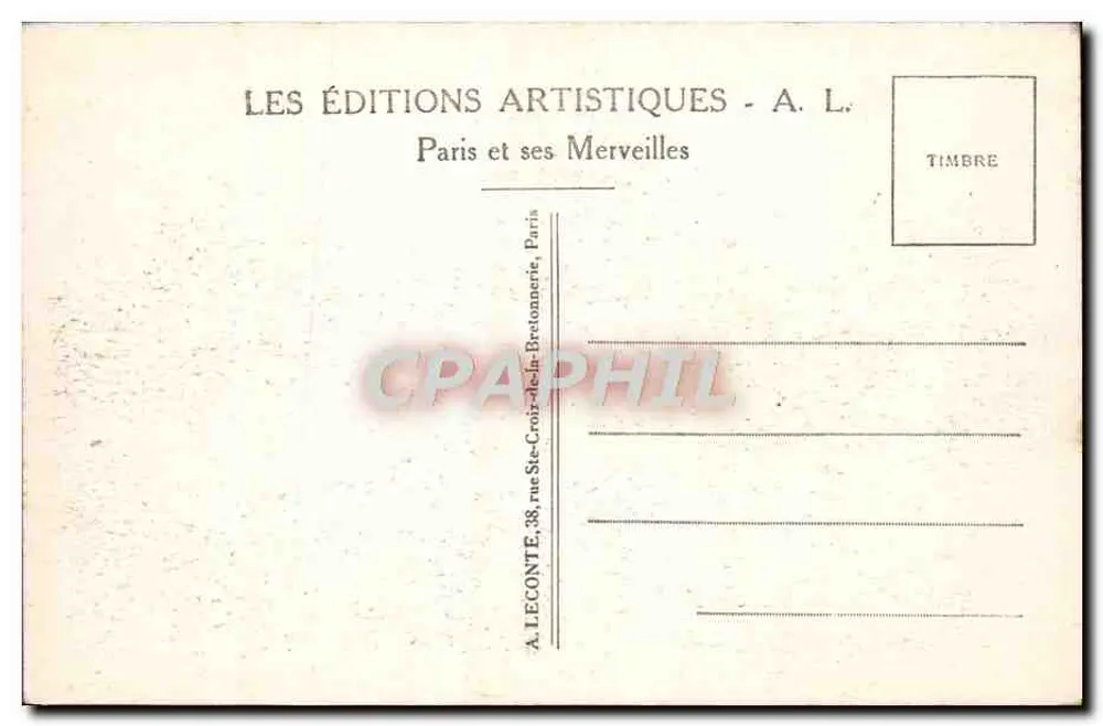 Paris — O Pequeno Palácio — A. L. n°12 - Verso